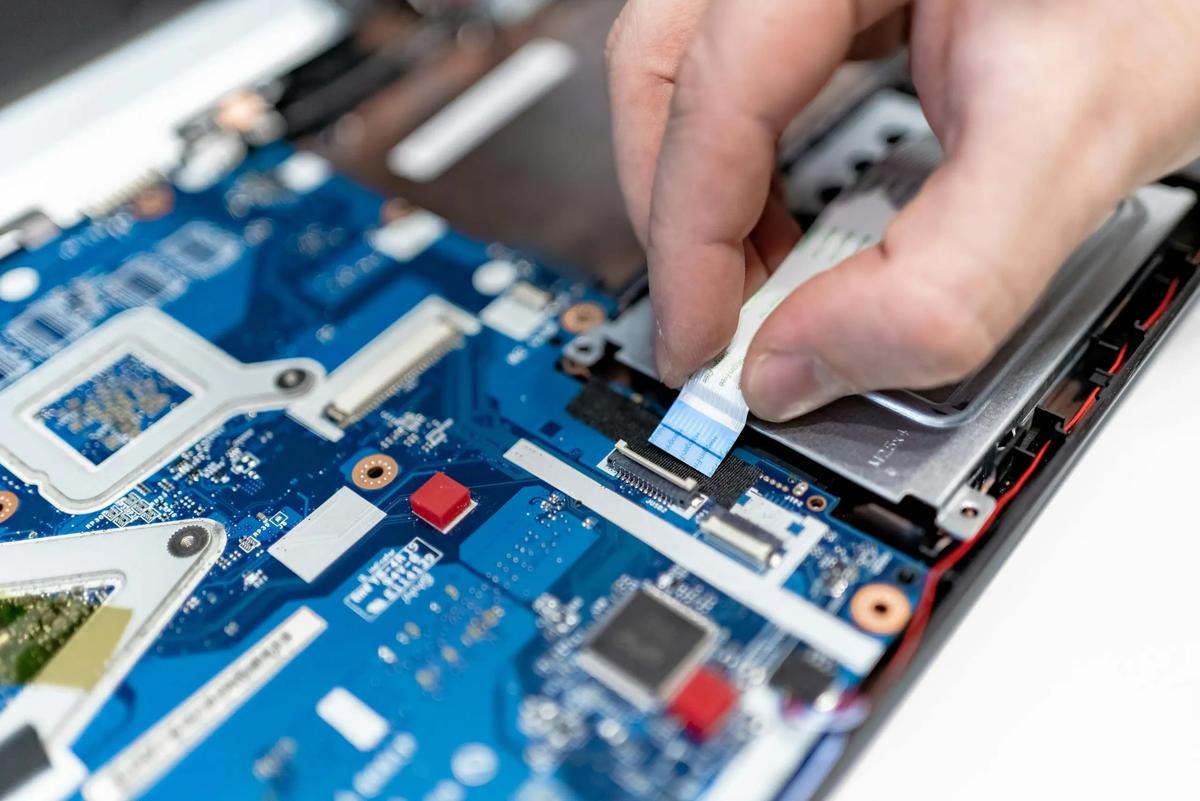 Technician working on device